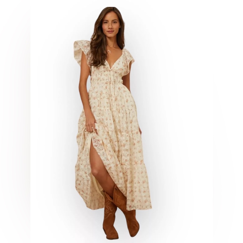 Altar'd State Floral Cream Maxi Dress